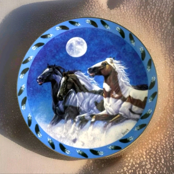 THUNDER MAKERS Plate Spirited Visions Diana Beach Horses Native American Moon - Picture 1 of 16